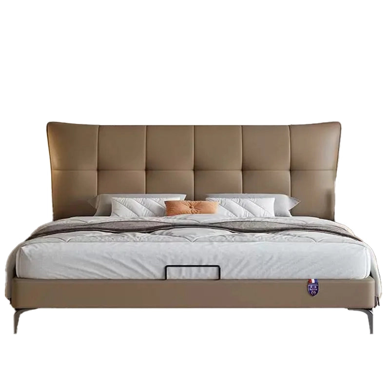 This contemporary upholstered cot merges ergonomic comfort with a sleek, floating silhouette ideal for king-size rooms.
