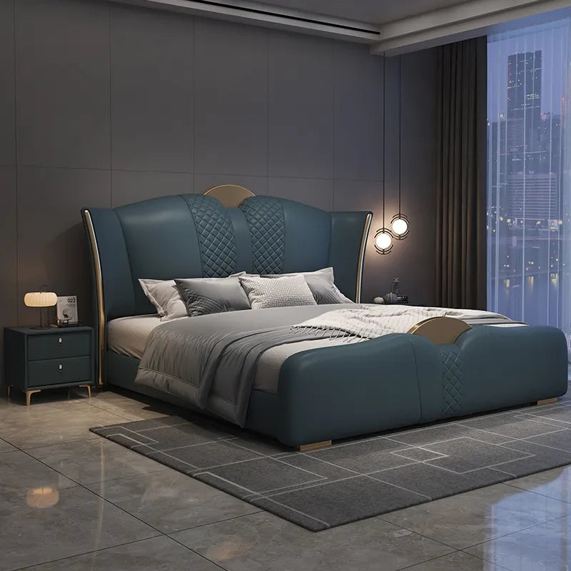 Padded frame silhouette + bed and cot + curved headboard edges + navy variant