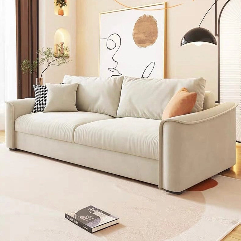 Cream version with pillows – sleeper sofa, convertible sofa bed, plush cushion profile