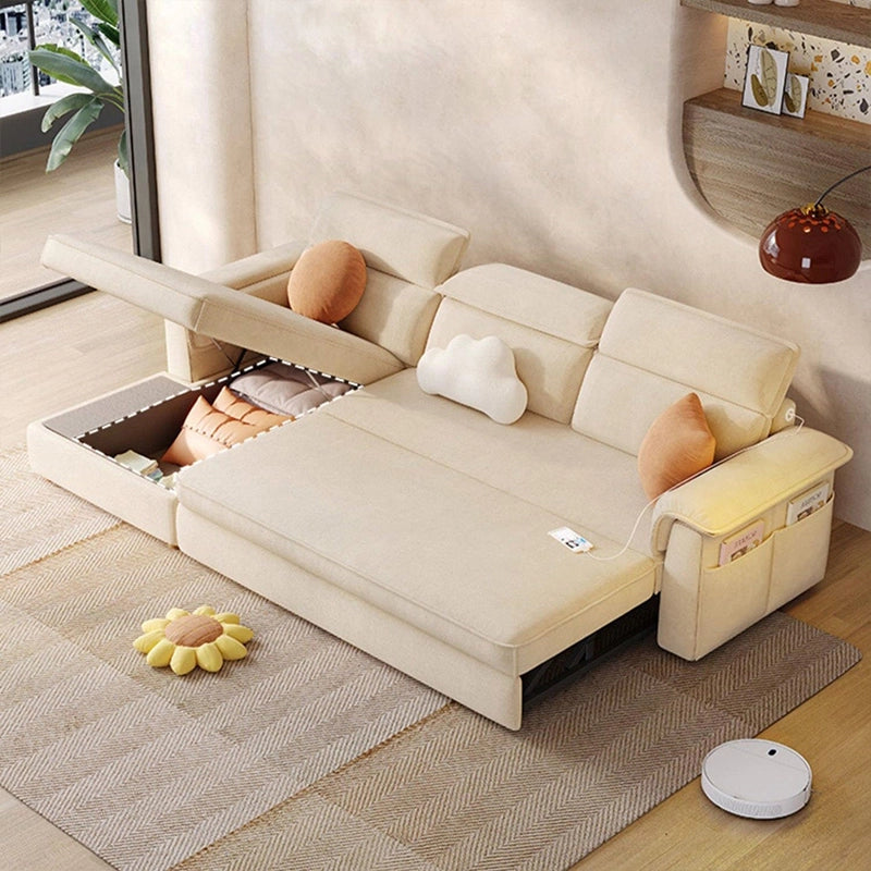 Crafted with plush cushioning, ergonomic headrests, and USB ports, it’s the ideal sofa cumm bed for compact homes, guest rooms, or Airbnb setups.