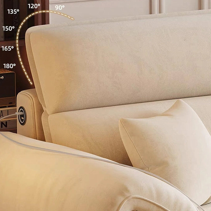  Folded view showcasing low stance – sofa bed couch – beige velvet look