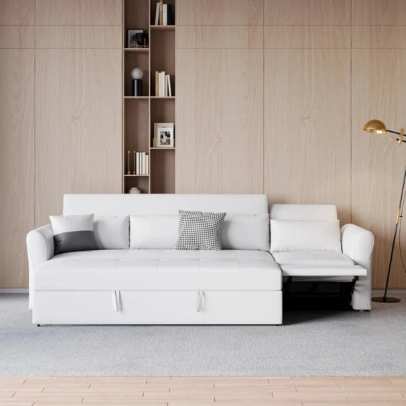 Folded 3-seater layout with chaise, convertible couch sleeper, couch bed finish
