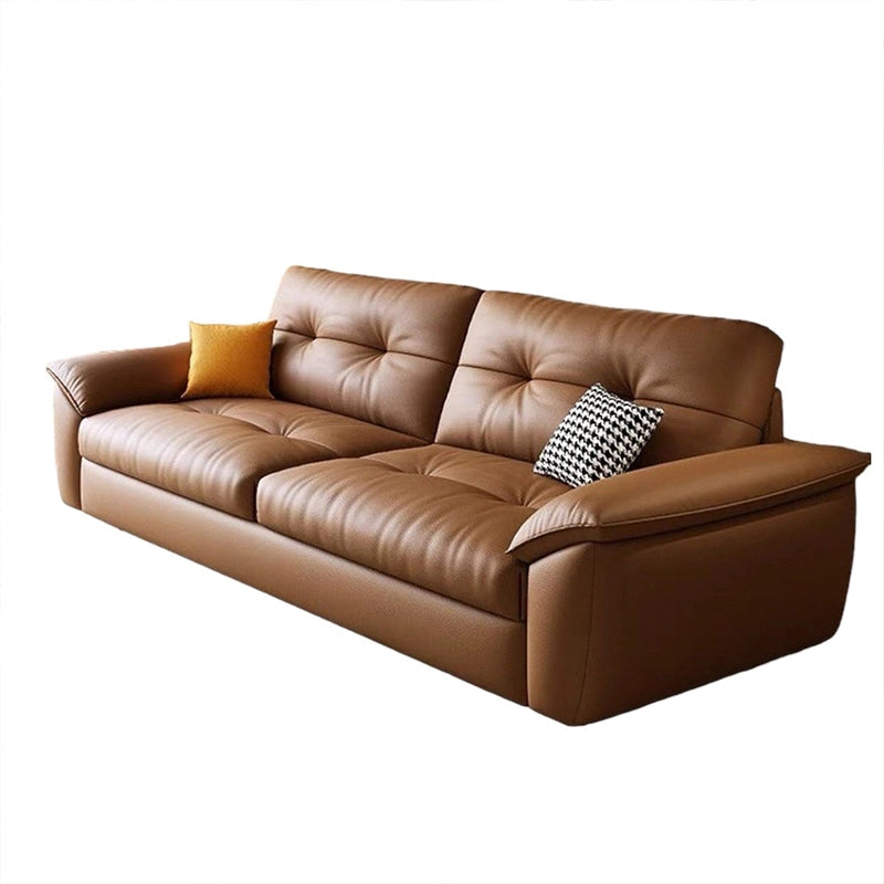  Brown sofa cum bed settee with tufted finish – modern sleeper sofa couch look