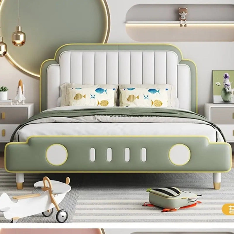Low-height sage green kids bed, kids bedroom furniture, bacchon ka bed