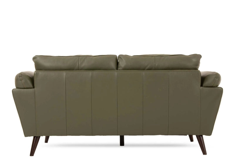 Side view of structured silhouette and flared arms, latest sofa design, leather sofa