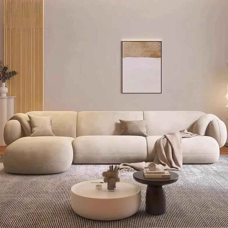 Chunky base detail and minimal legs, designable sofa set,2+Lounger couch, beige tone