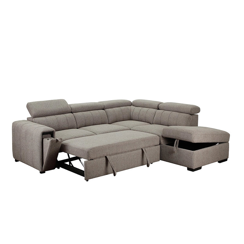 Ottoman storage open next to lounger, sofa bed couch, sofa cum bed, hidden storage space