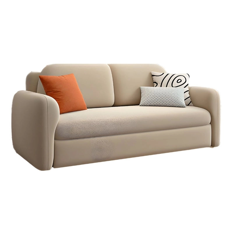 Front view of folded sleeper settee, couch sleeper, space-saving structure