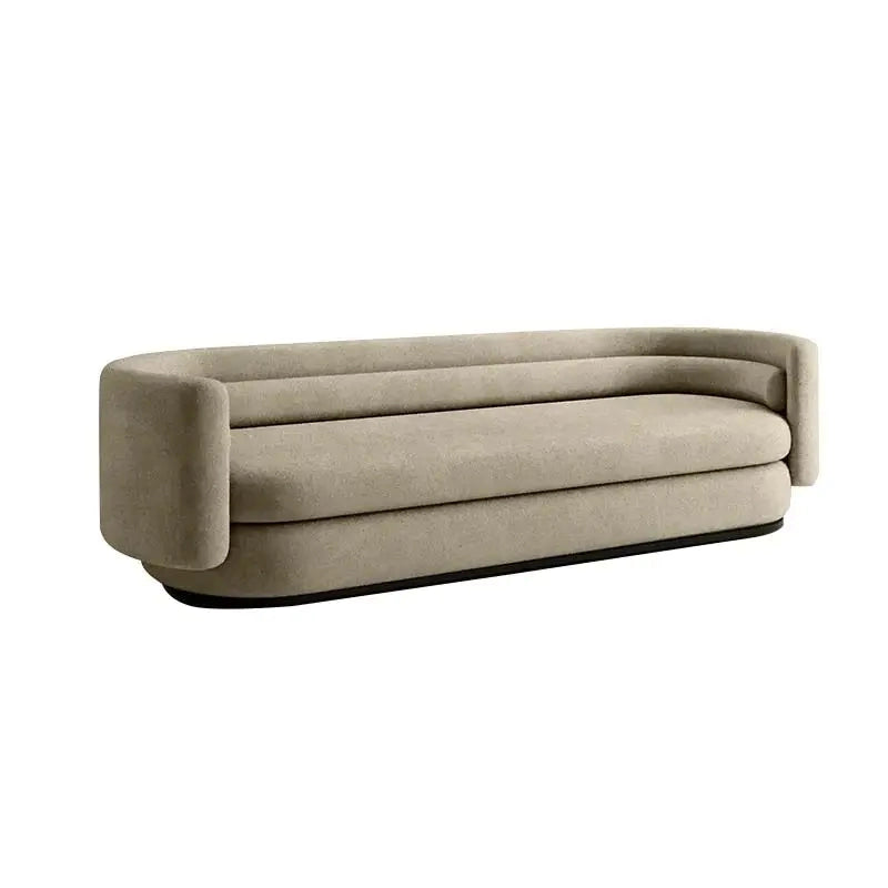 Floor-hugging sofa base in earthy brown, luxury sofa, design sofa design, no visible legs