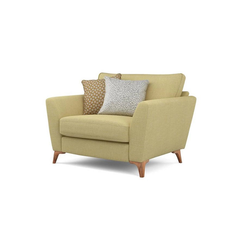 Side pic of wood-metal leg sofa set design and contemporary sofa design, 1 seater model