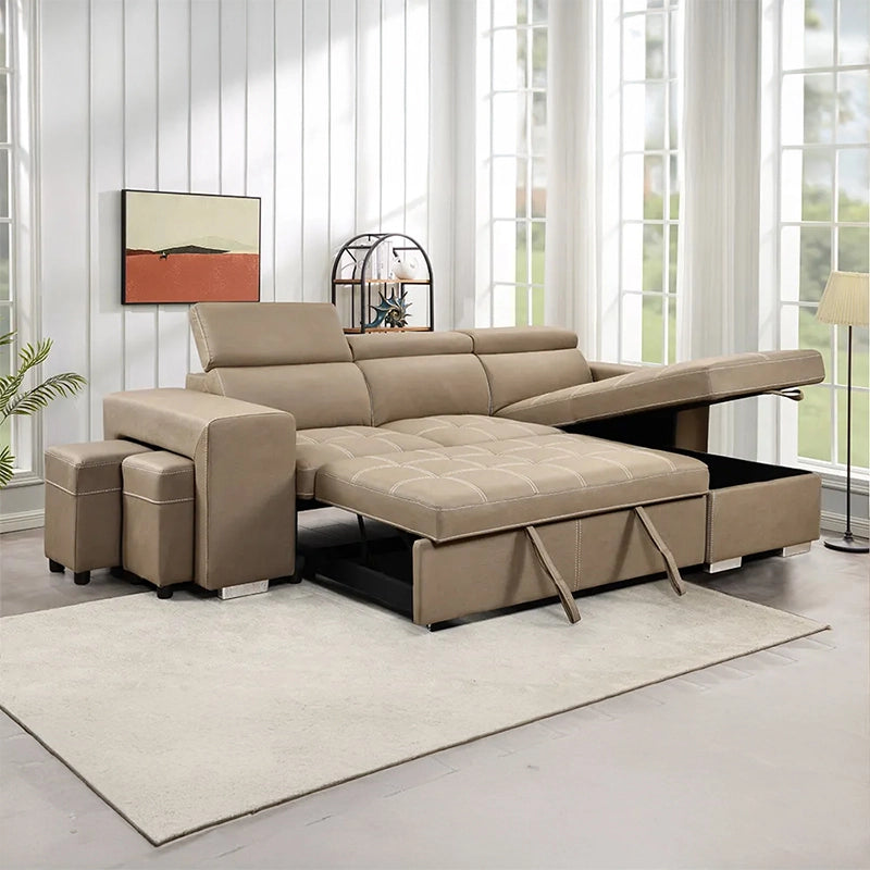 Overall sectional view, convertible sofa bed, sofa cum bed bangalore, faux leather, medium seat
