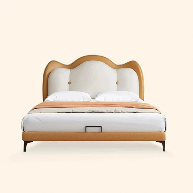 Faux leather base with tapered black legs, kids bed, children’s bed with storage potential