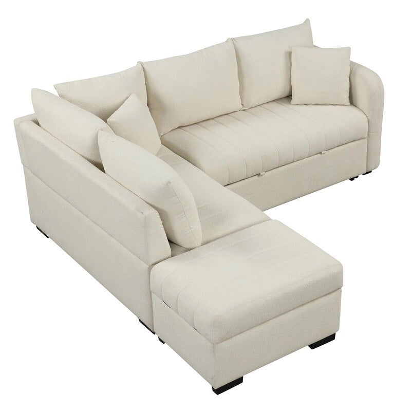 Upholstered in breathable Nova fabric, its off-white finish suits contemporary Indian homes, especially where space optimisation matters. 