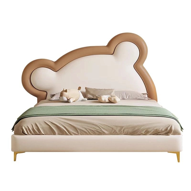This Alder kids bed by Furnezo offers a whimsical take on bedtime with its plush bear-shaped headboard and soft beige palette, combining cute beds styling with reliable materials.
