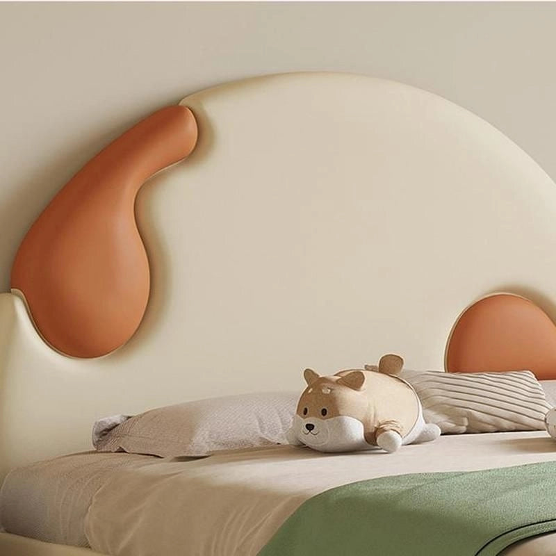 Beige-toned leatherette & tan detailing, kids bedroom furniture & bacchon ka bed