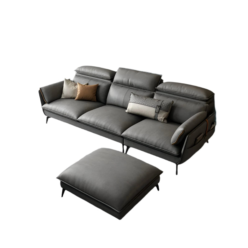 This contemporary leather couch from Furnezo redefines functional elegance. 