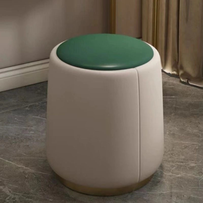 Minimalist brown footrest, footstools and ottomans, stitched-free design with gold ring