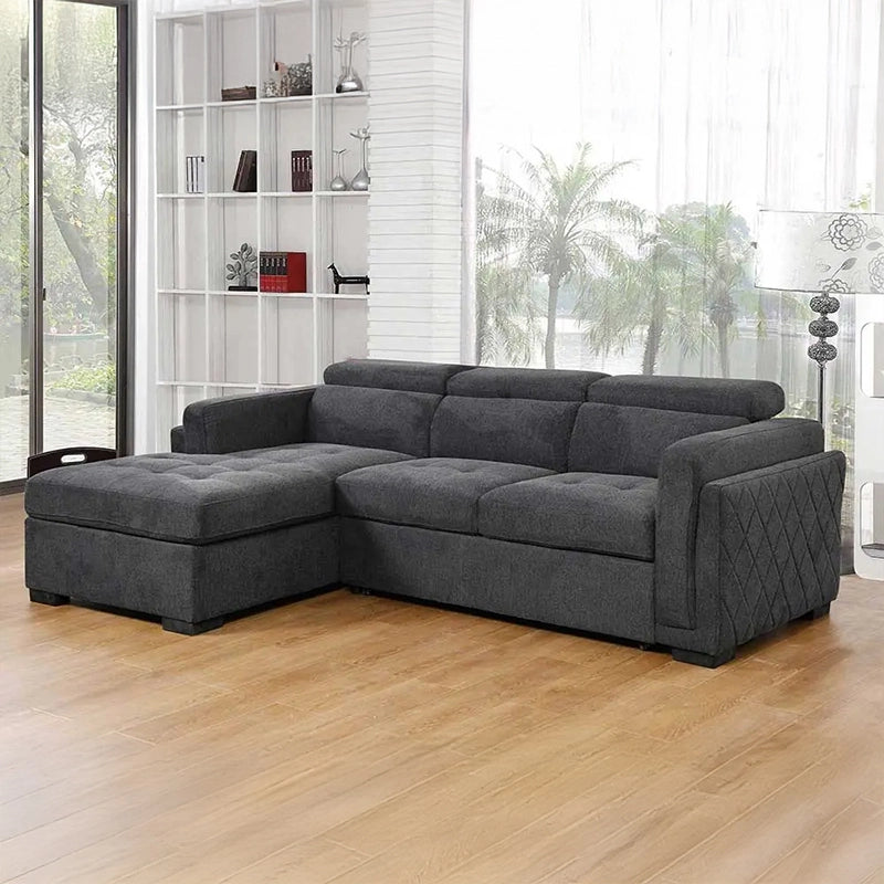 This custom crafted L-shape sofacumbed from Furnezo offers space-smart flexibility for modern Indian apartments.