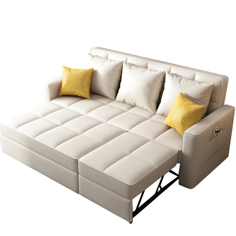 Upholstered in neutral beige Nova fabric, the tufted surface and plush cushions add both style and support. 