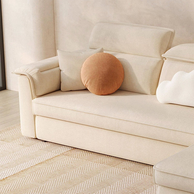 Designed in a chic L shape sofa cum bed layout, this stylish sleeper sofa easily transforms into a spacious couch bed using a smooth pull-out mechanism.