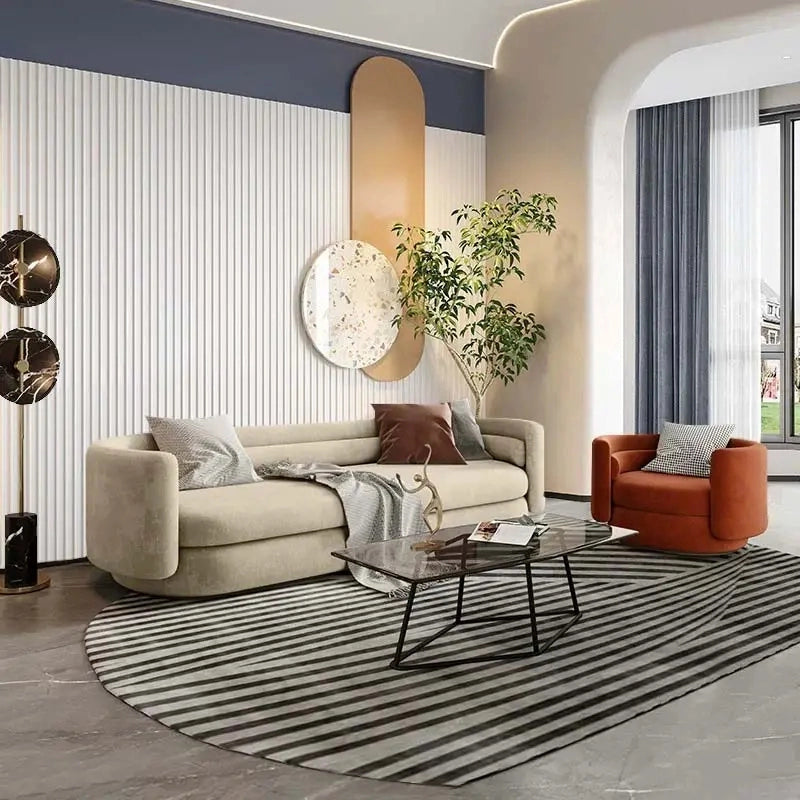 The velvet-style fabric offers a luxurious tactile finish in earthy terracotta and creamy beige tones.