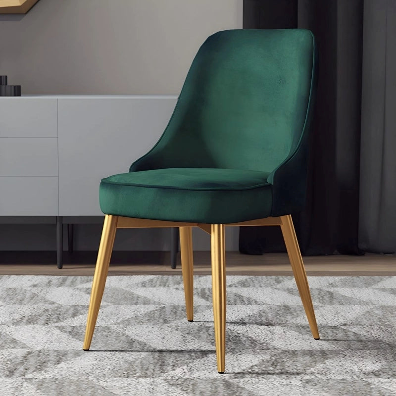 Rear angle of green high-back seat, kitchen chairs, chair designs, piping detail