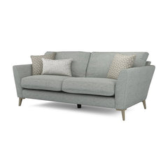 Neat stitching detail image showing design sofa set and 3 seater sofa in grey
