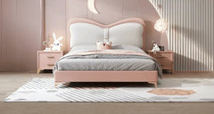 Rounded edge frame duo-tone design – kids bedroom furniture + cute beds – wood base finish