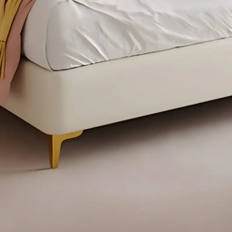 Footboard handle detail children’s double bed kids bed in beige finish