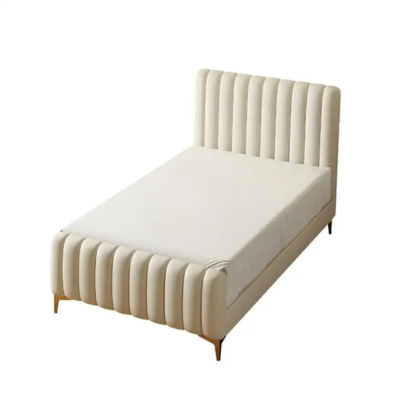 The Vista twin kids bed by Furnezo combines soft-luxury styling with Scandinavian calm for modern children’s bedrooms.