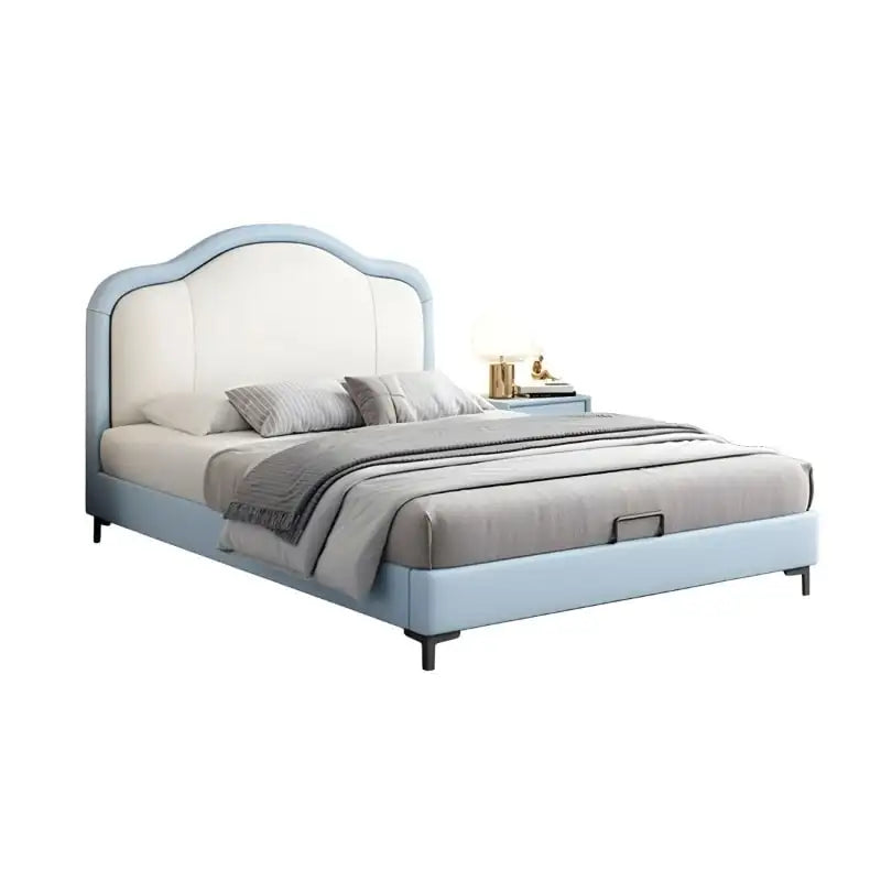 The curved headboard and rounded edges make it a child-friendly choice, ideal as a kids double bed for growing families or guest rooms.