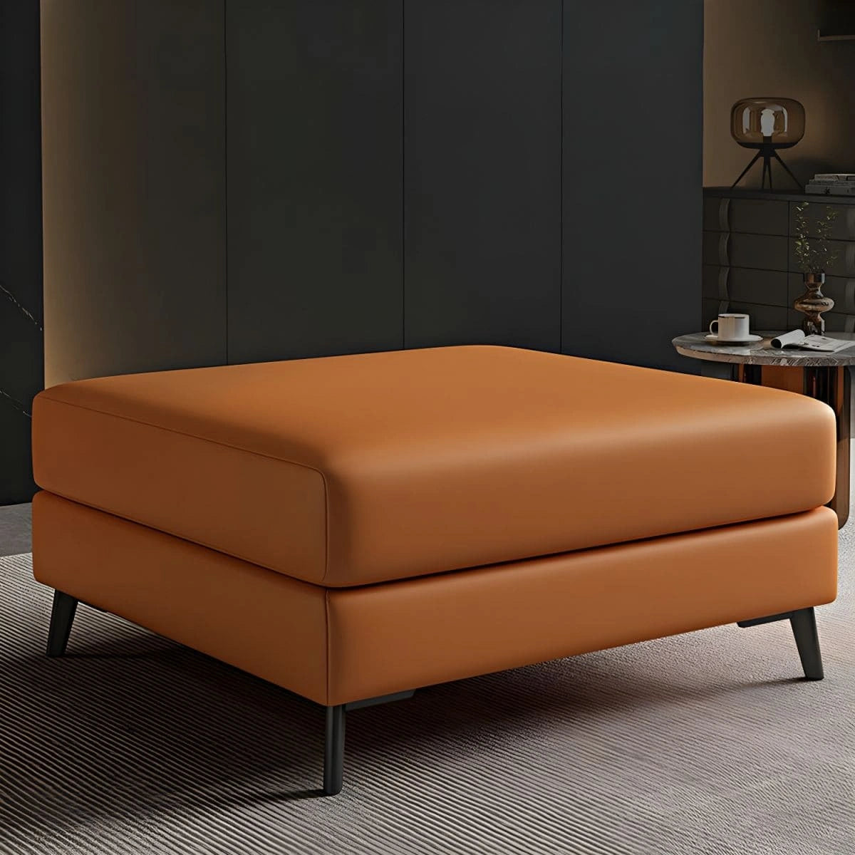 Tan faux leather ottoman pic with ottoman and leather ottoman finish