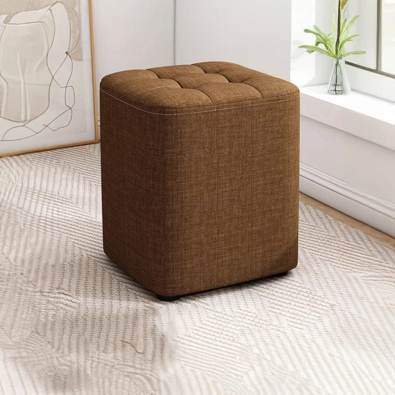 Soft tufted top with curved edges – footrest, pouf seat – compact cube, Nova fabric