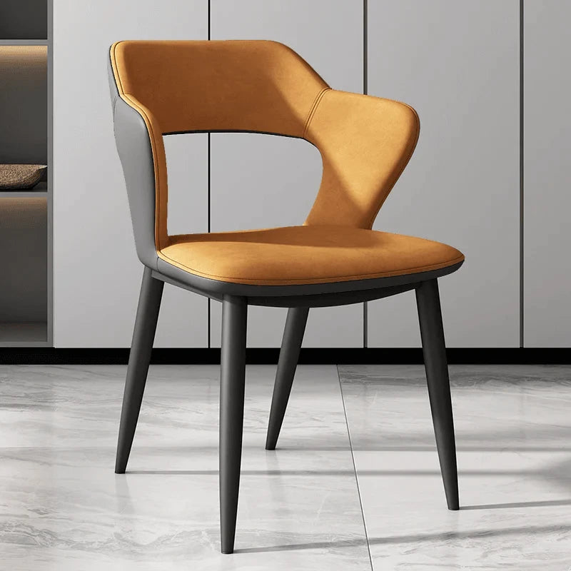 Two-tone chair in orange and charcoal with chair designs and set of dining chairs silhouette